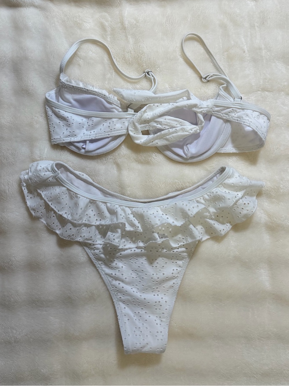 White Ruffle Bikini - Picture 3 of 4
